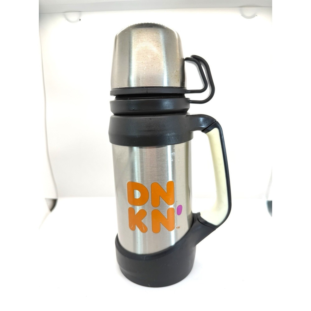 VTG Dunkin Donuts Stainless Steel Insulated Hot & Cold 32 Oz Thermos Travel Mug